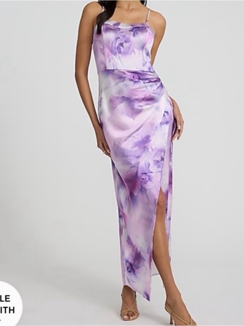 EXPRESS Purple Floral Maxi Dress with Side Slit
